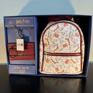 Harry Potter 3-Piece Gift Box Set - Mini Backpack - Wallet - Keychain - New